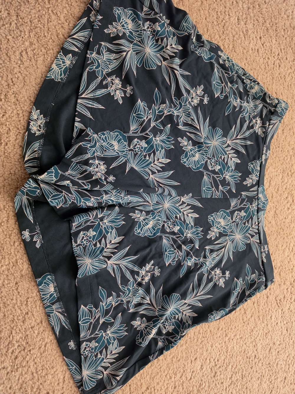J. Jill Navy Floral Pull-On Shorts Elastic Waist